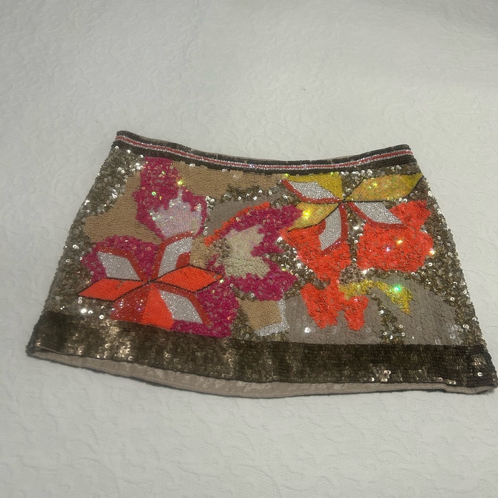 Multi colored sequined mini skirt